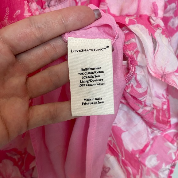 LoveShackFancy Teyana Floral Cotton-Silk Minidress pink fuschia size 8 - Picture 9 of 10